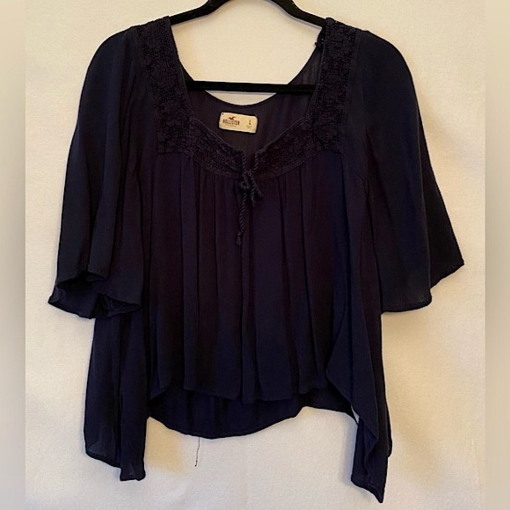 Asymmetrical Dark Blue Blouse